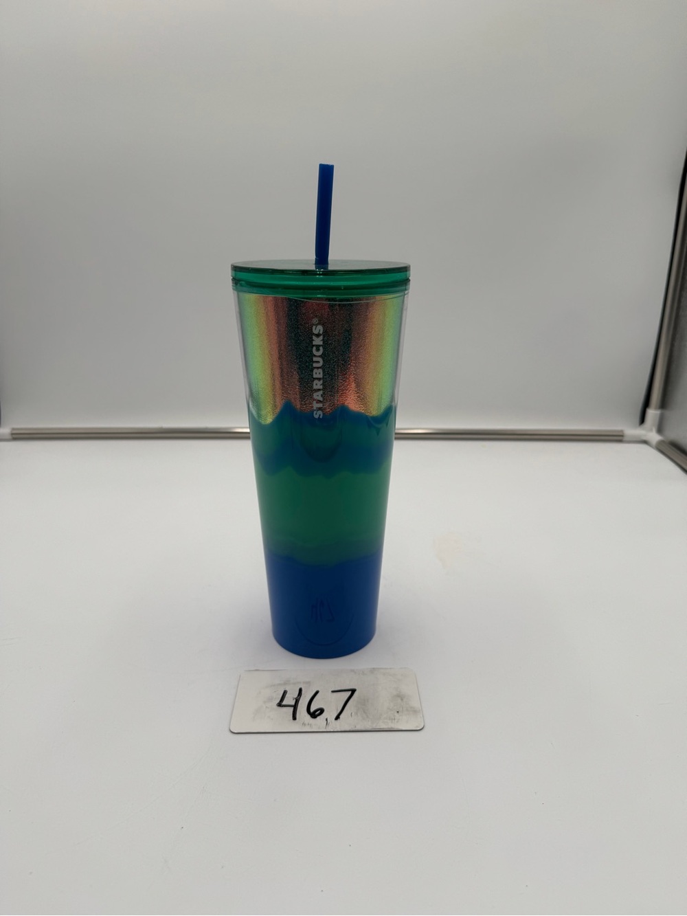 Starbucks 2022 Spearmint Wave Tumbler Iridescent Cold Cup 24 Oz With Straw